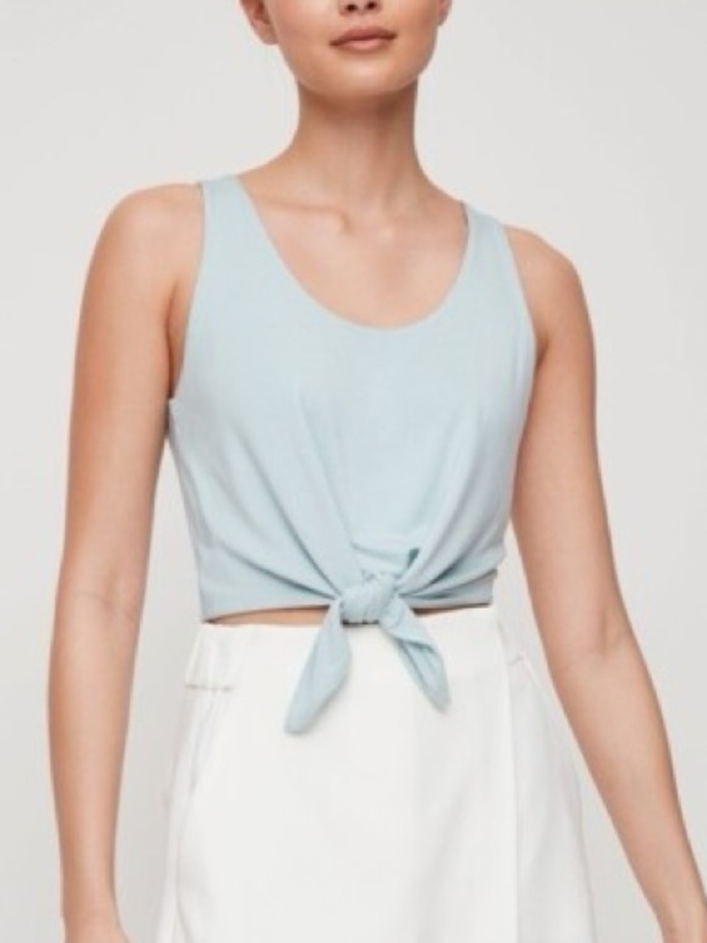 Babaton Light Pink Tie-Knot Cropped Tank